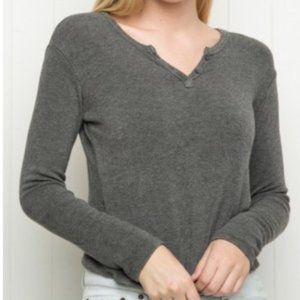Brandy gray sweater half button down